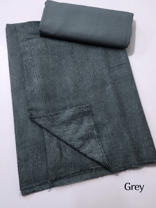 Marina Khaddi Made Velvet Lining Suit | 2 Piece 6 Yards Suit Perfect Gift | Grey