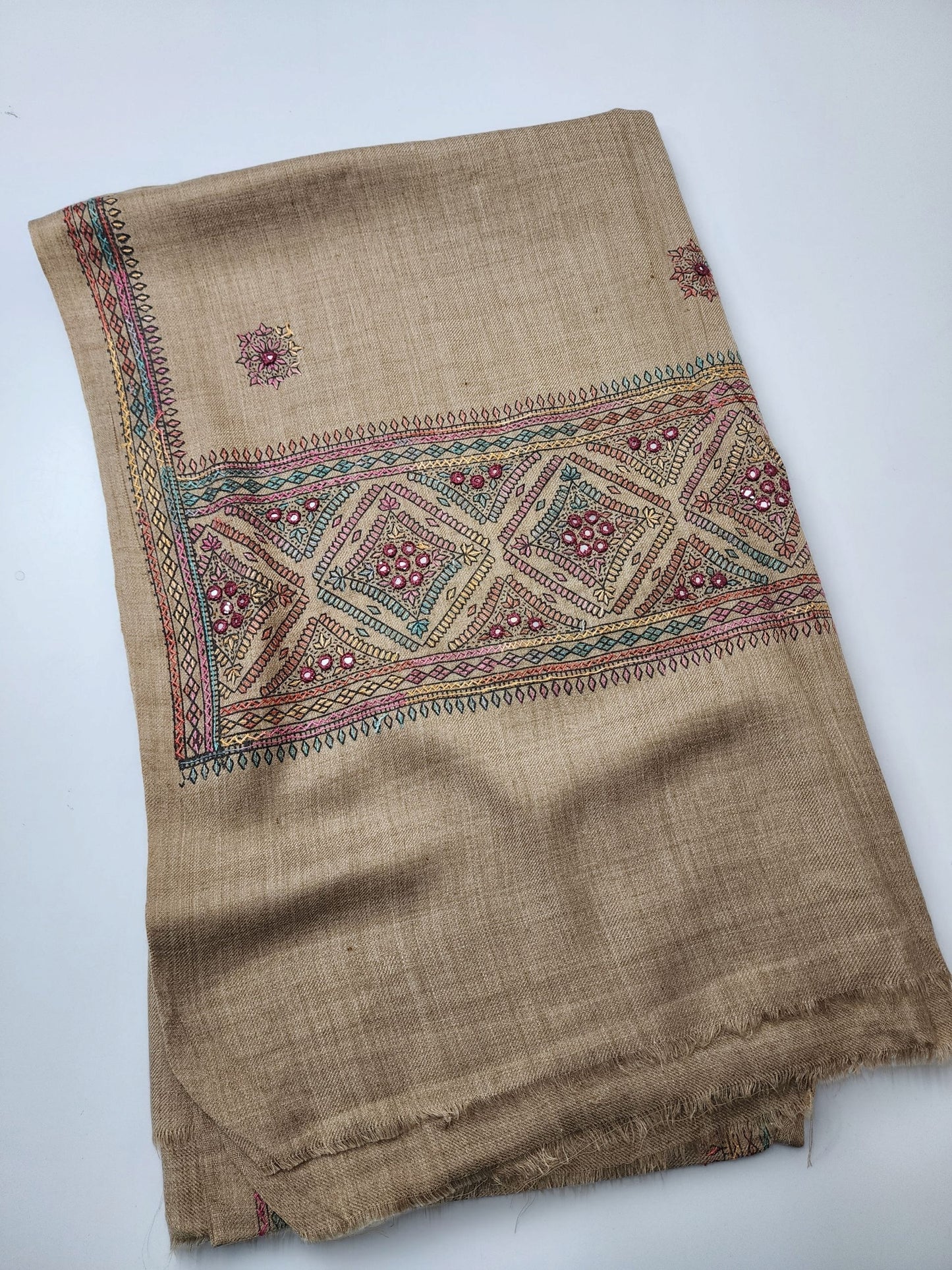 Pashmina Shawl | Hand Embroidery Mirror Work Beautiful Shawl in Sale | Skin