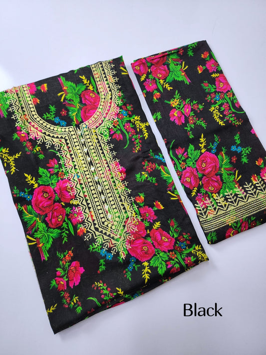 Tropical Marina Embroidered 2 Piece Suit | Black