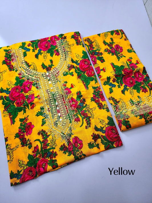 Tropical Marina Embroidered 2 Piece Suit | Yellow