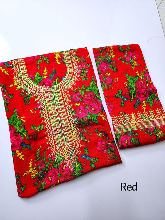Tropical Marina Embroidered 2 Piece Suit | Red