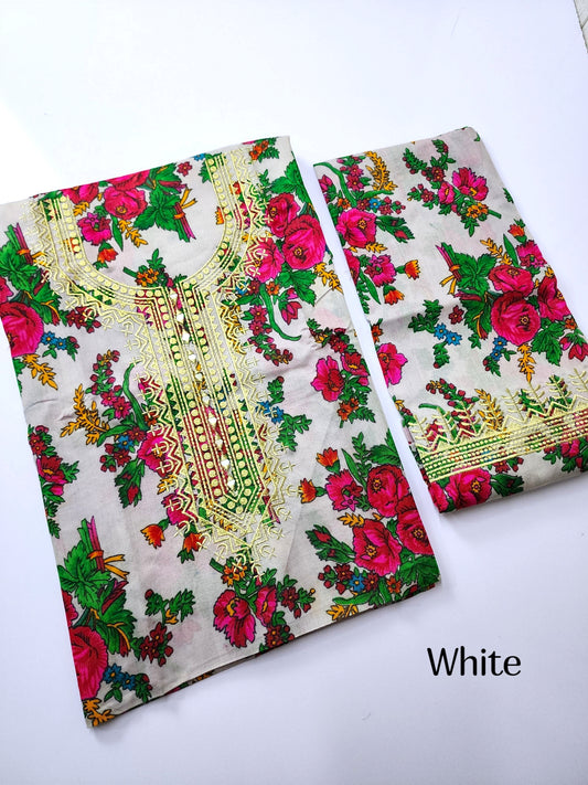 Tropical Marina Embroidered 2 Piece Suit | White