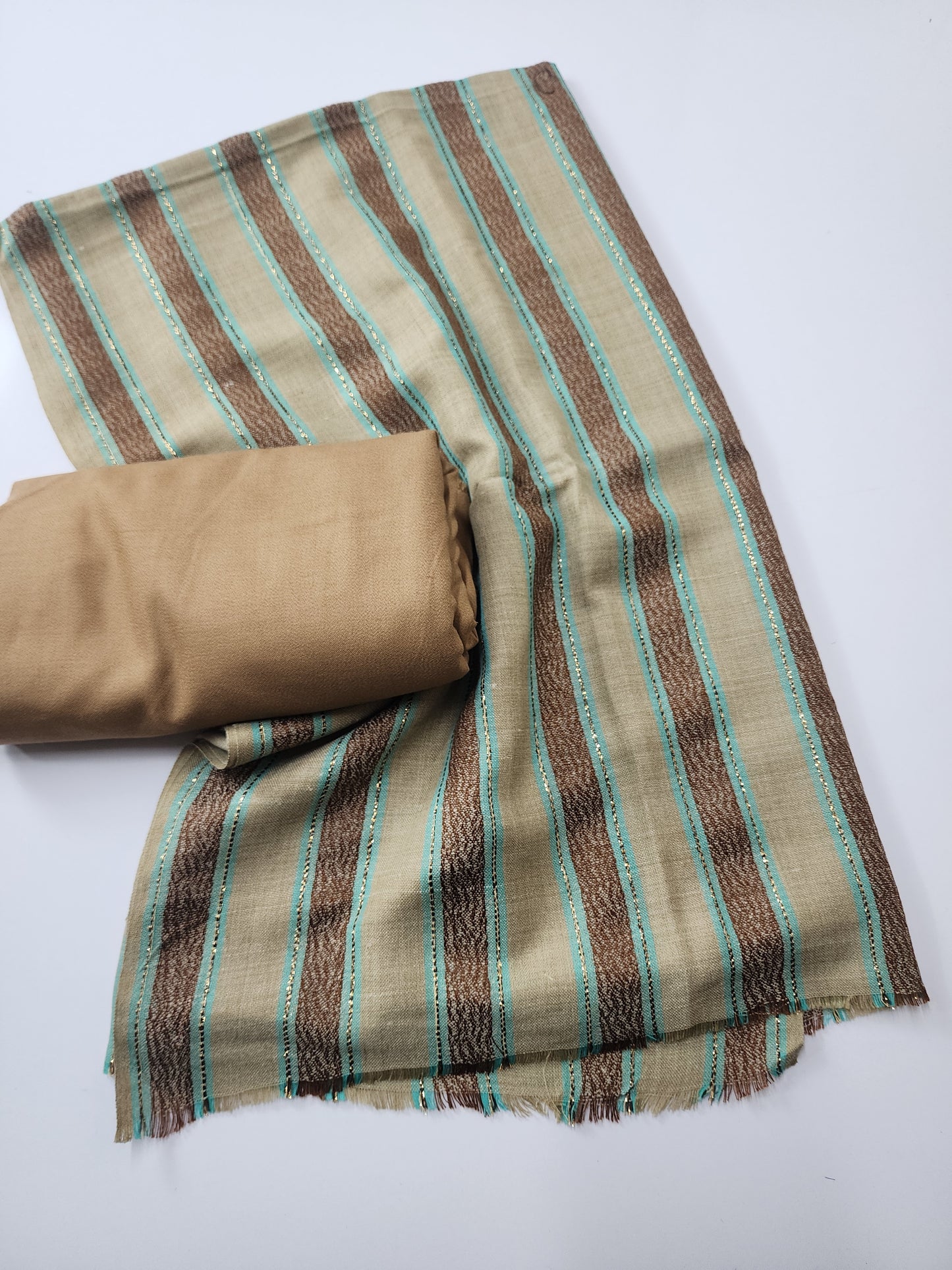 3 Piece Suit | Plain Marina Suit With Pashmina Lining Shawl Perfect Gift | Skin