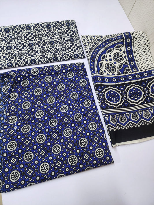 Ajrak Cotton 3 Piece Unstitched Suit 25% OFF