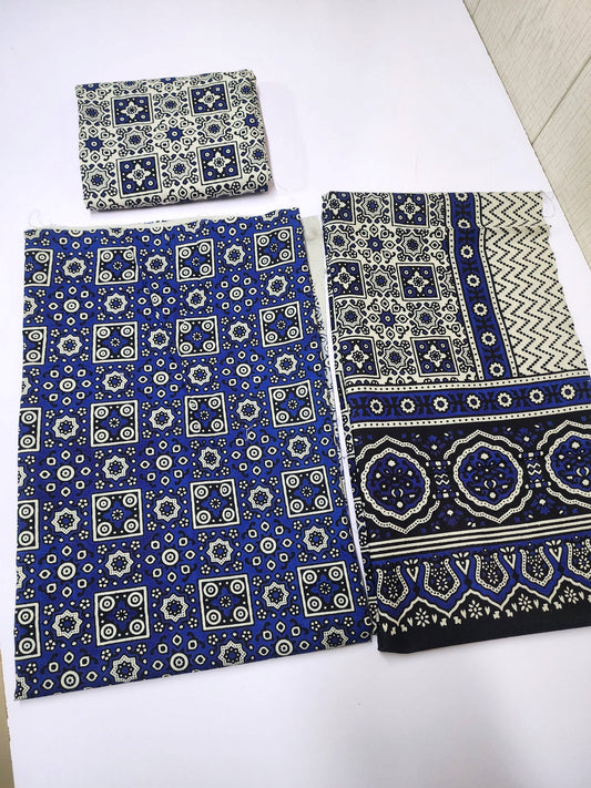 Ajrak Cotton 3 Piece Unstitched Suit 25% OFF