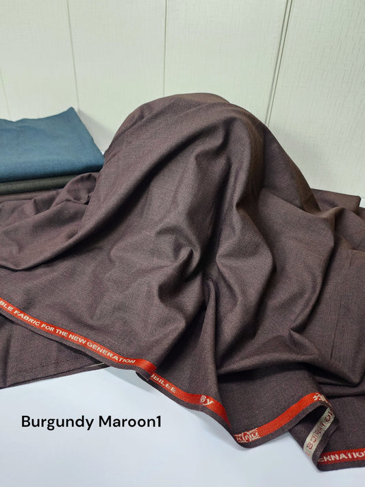 Gents Wool Suit Premium Quality Plain Suit | Burgundy Maroon