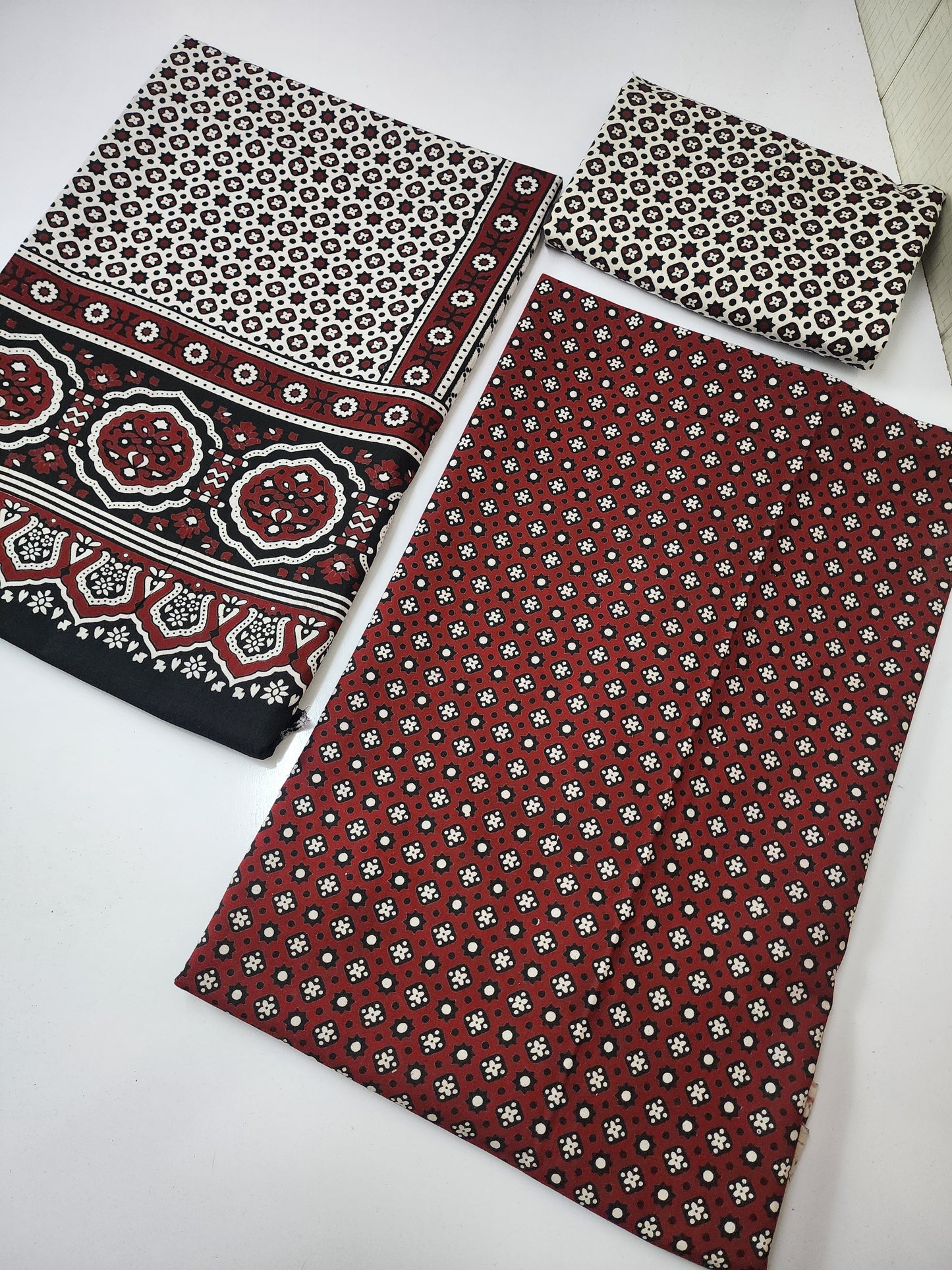 Ajrak Cotton 3 Piece Unstitched Suit 25% OFF