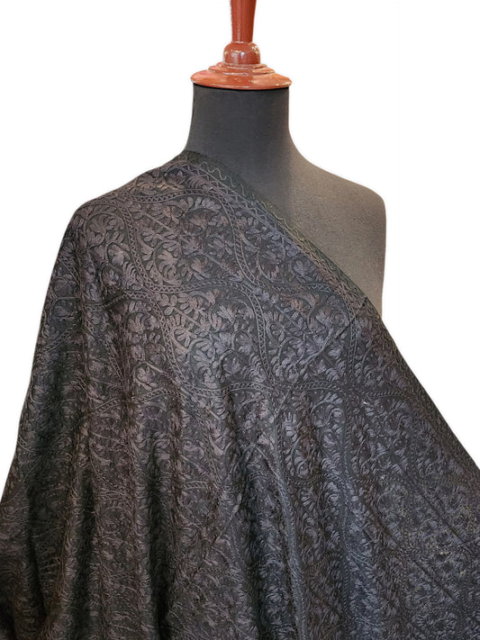 Pashmina Embroidered Shawl | Kashmiri Aar Work Embroidery Perfect Gift in Sale Price Black