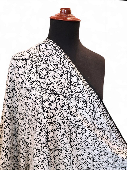 Pashmina Embroidered Shawl | Kashmiri Aar Work Embroidery Perfect Gift in Sale Price Black