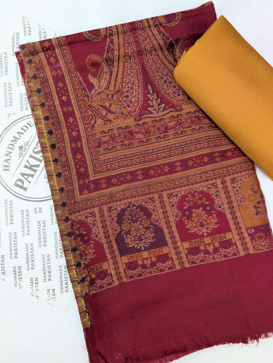 3 Piece Kani Shawl Suit | Plain Marina Suit With Kani Pashmina Shawl Perfect Gift