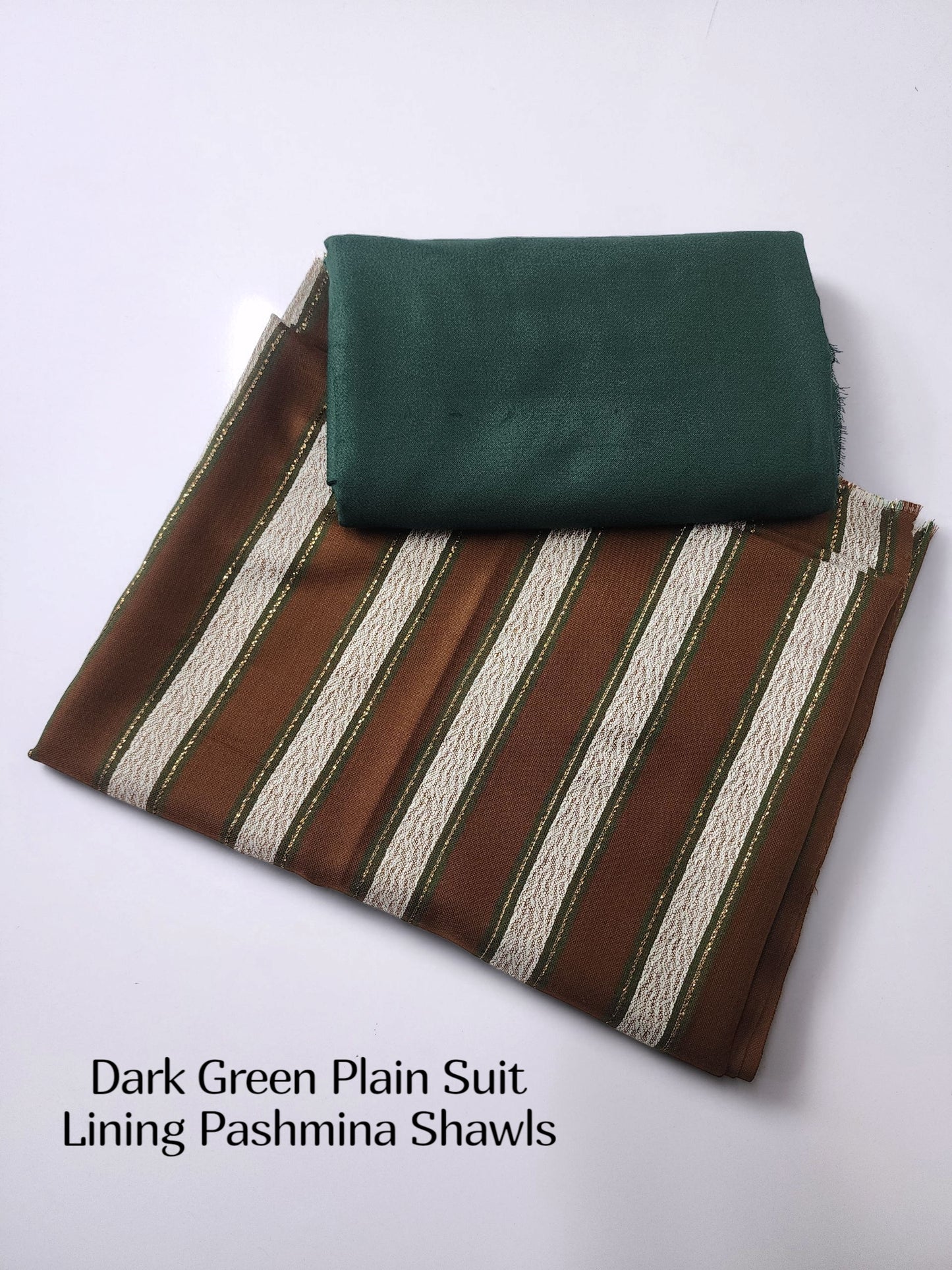 3 Piece Suit | Plain Marina Suit With Pashmina Lining Shawl Perfect Gift | Dark Green