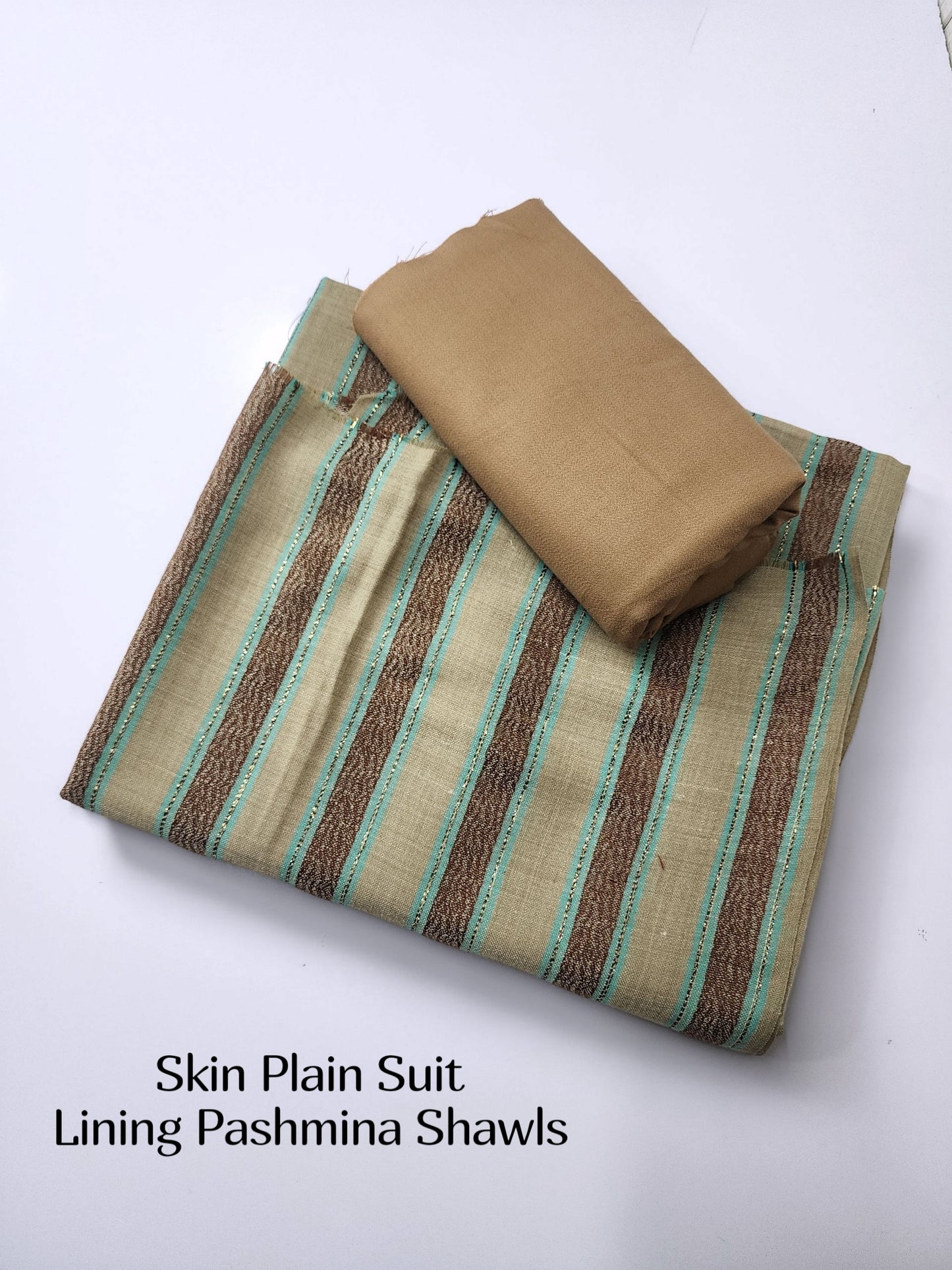 3 Piece Suit | Plain Marina Suit With Pashmina Lining Shawl Perfect Gift | Skin