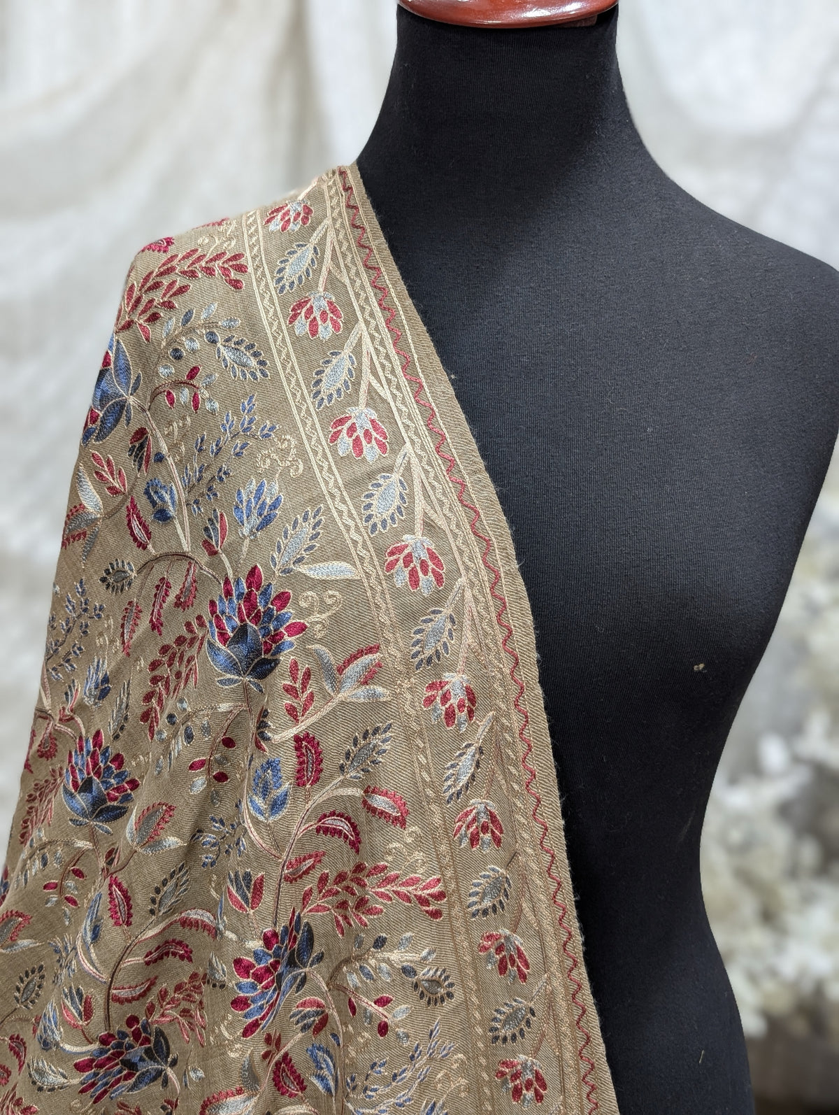 Kashmiri Jaal Shawl | Full Embroidered Shawl Resham Work Aar Embroidery | Skin