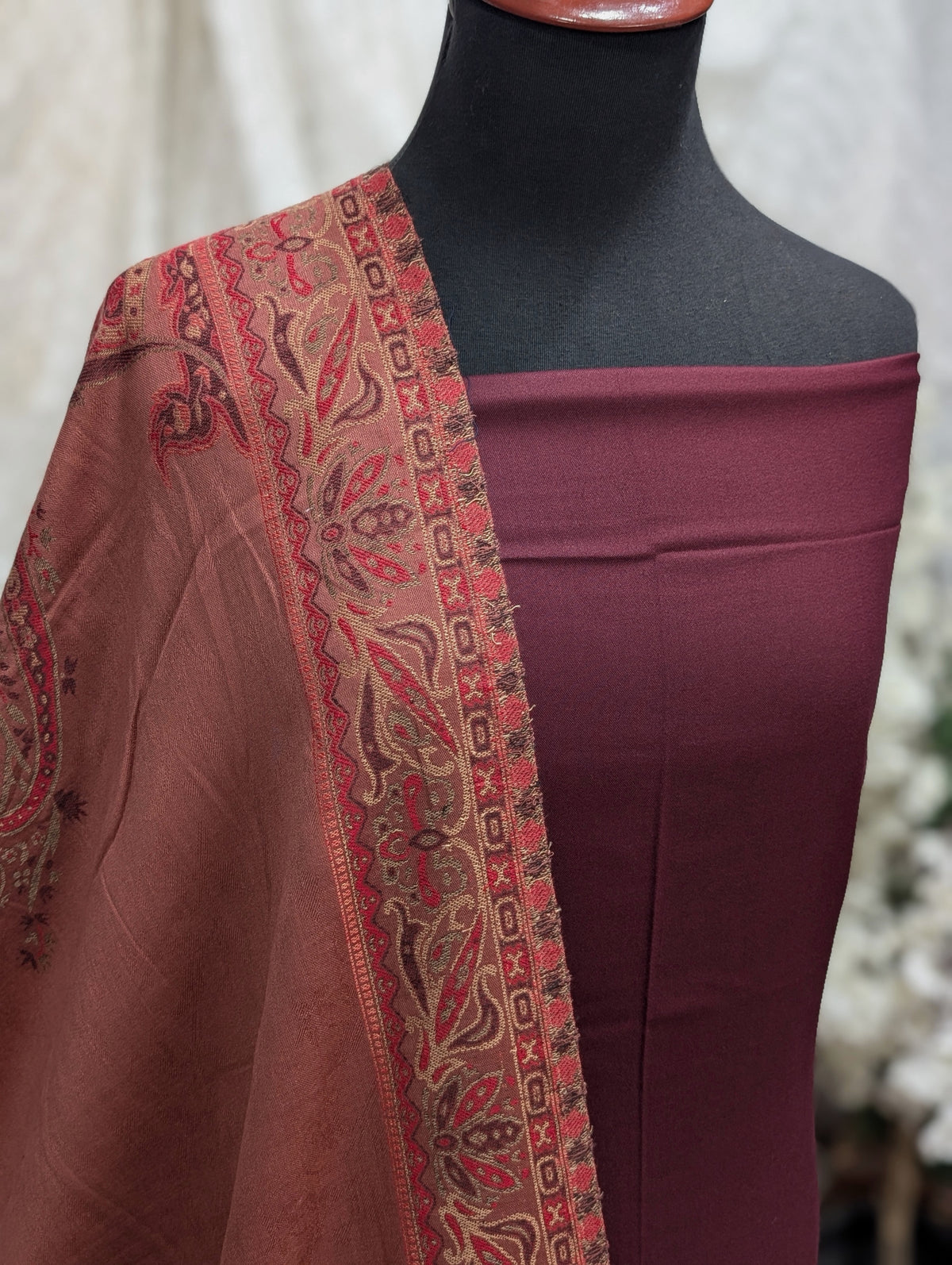 3 Piece Kani Shawl Suit | Plain Marina Suit With Kani Pashmina Shawl Perfect Gift