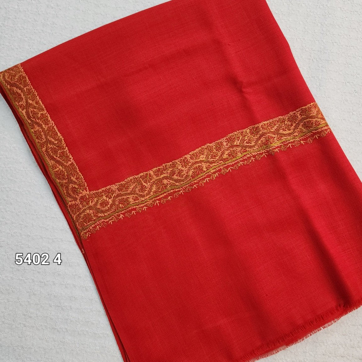 Red Pure Pashmina Hand Embroidered Shawl