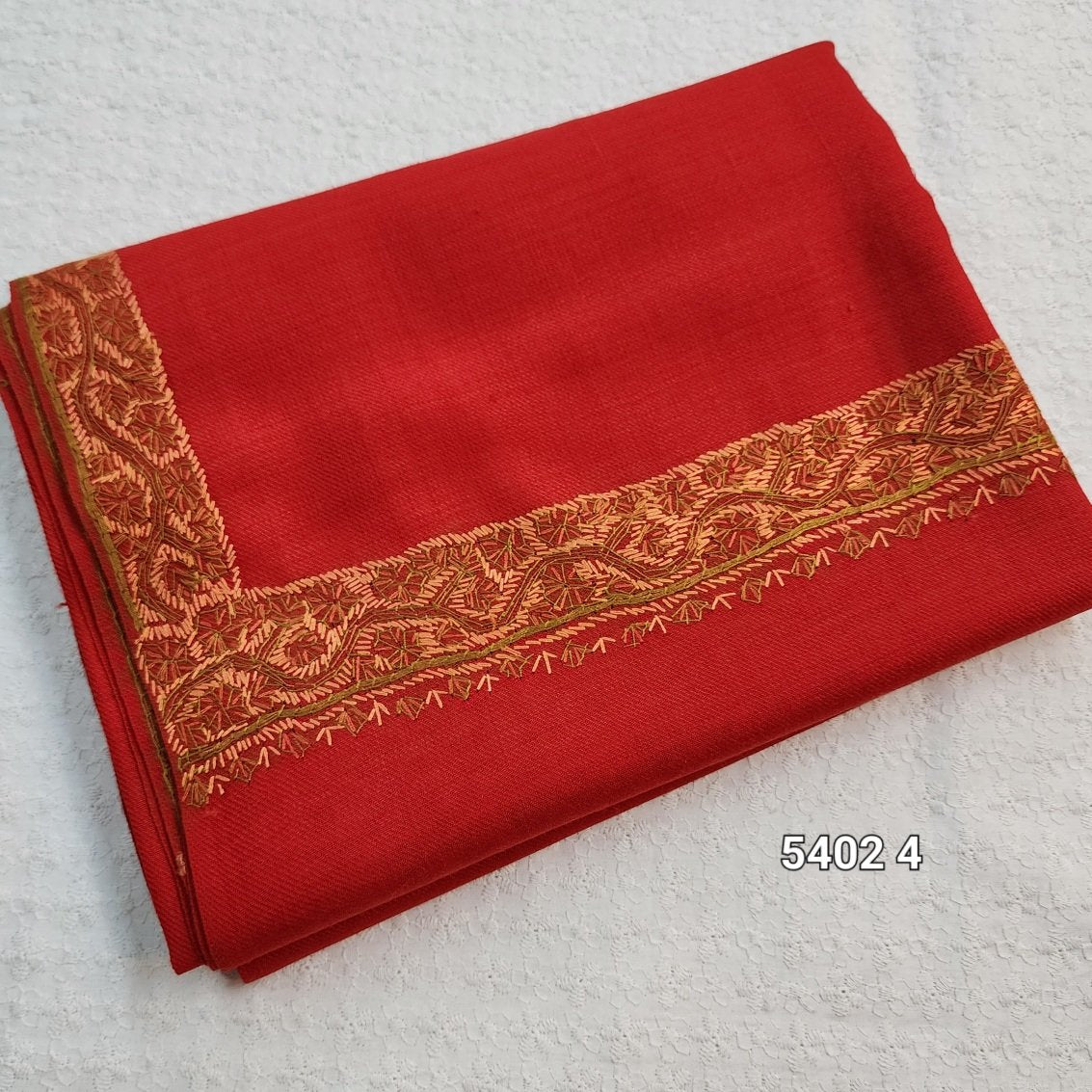 Red Pure Pashmina Hand Embroidered Shawl