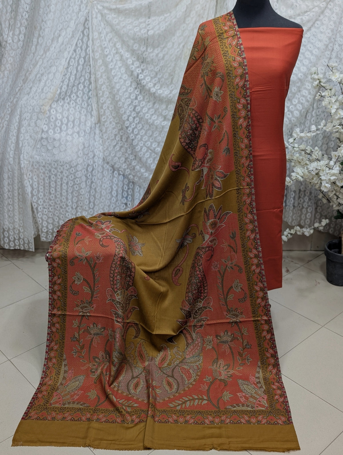 3 Piece Kani Shawl Suit | Plain Marina Suit With Kani Pashmina Shawl Perfect Gift