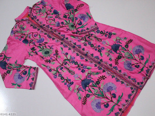 Kashmiri Raw Silk Long Embroidered Coat