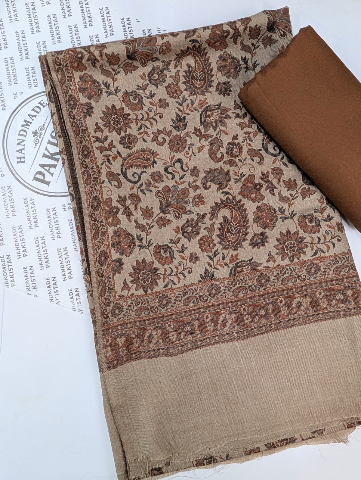 3 Piece Kani Shawl Suit | Plain Marina Suit With Kani Pashmina Shawl Perfect Gift