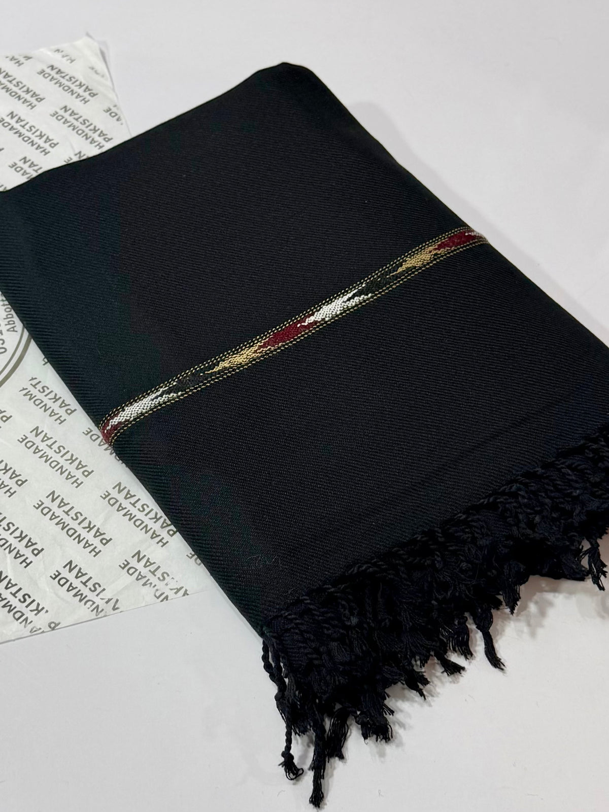 Gents Shawl | Khadi Made Fine Wool Islampur Swat Shawl Perfect Gift | Black