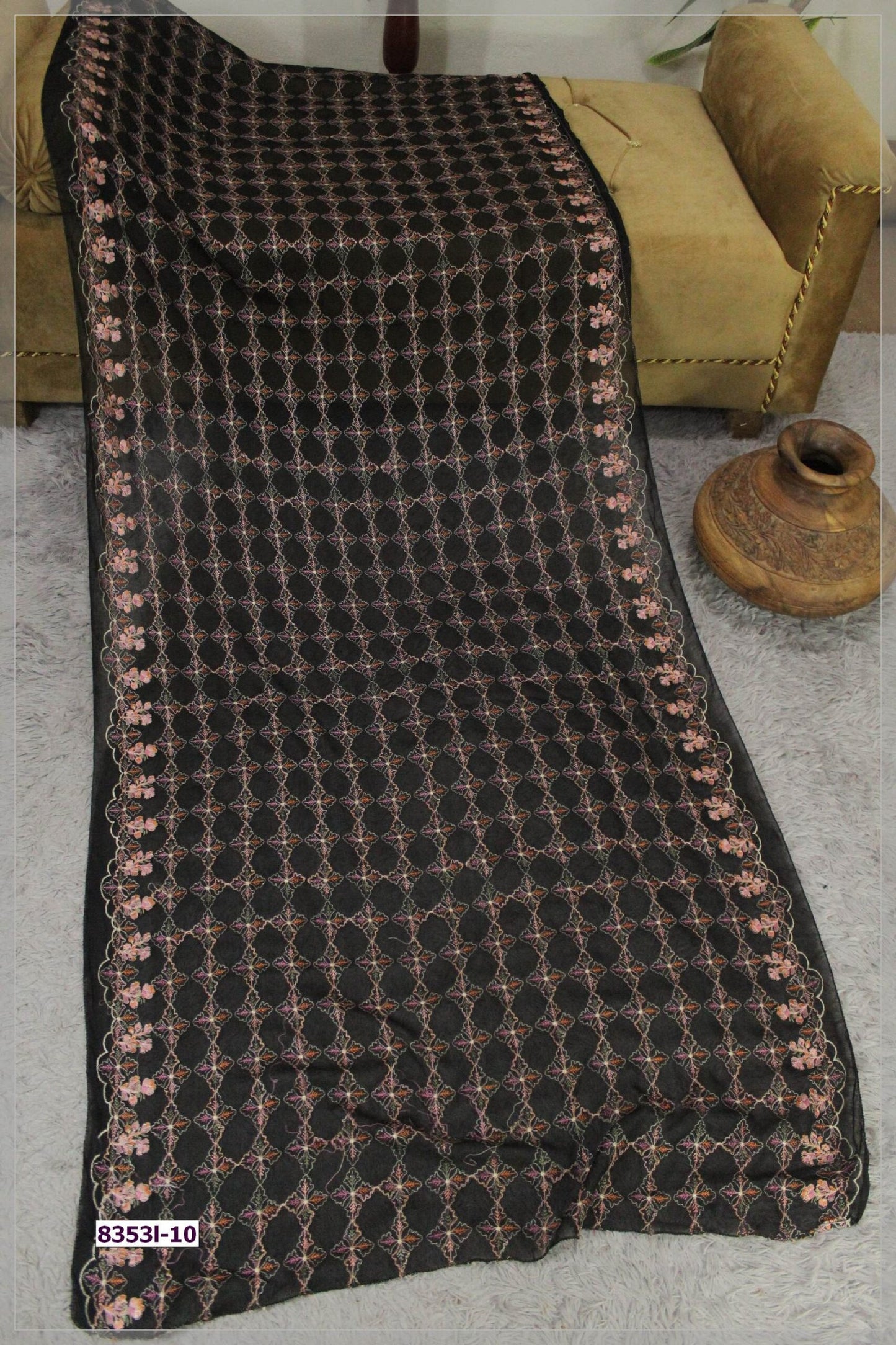 Pure Bareeze Crinkle Chiffon Embroidered Dupatta