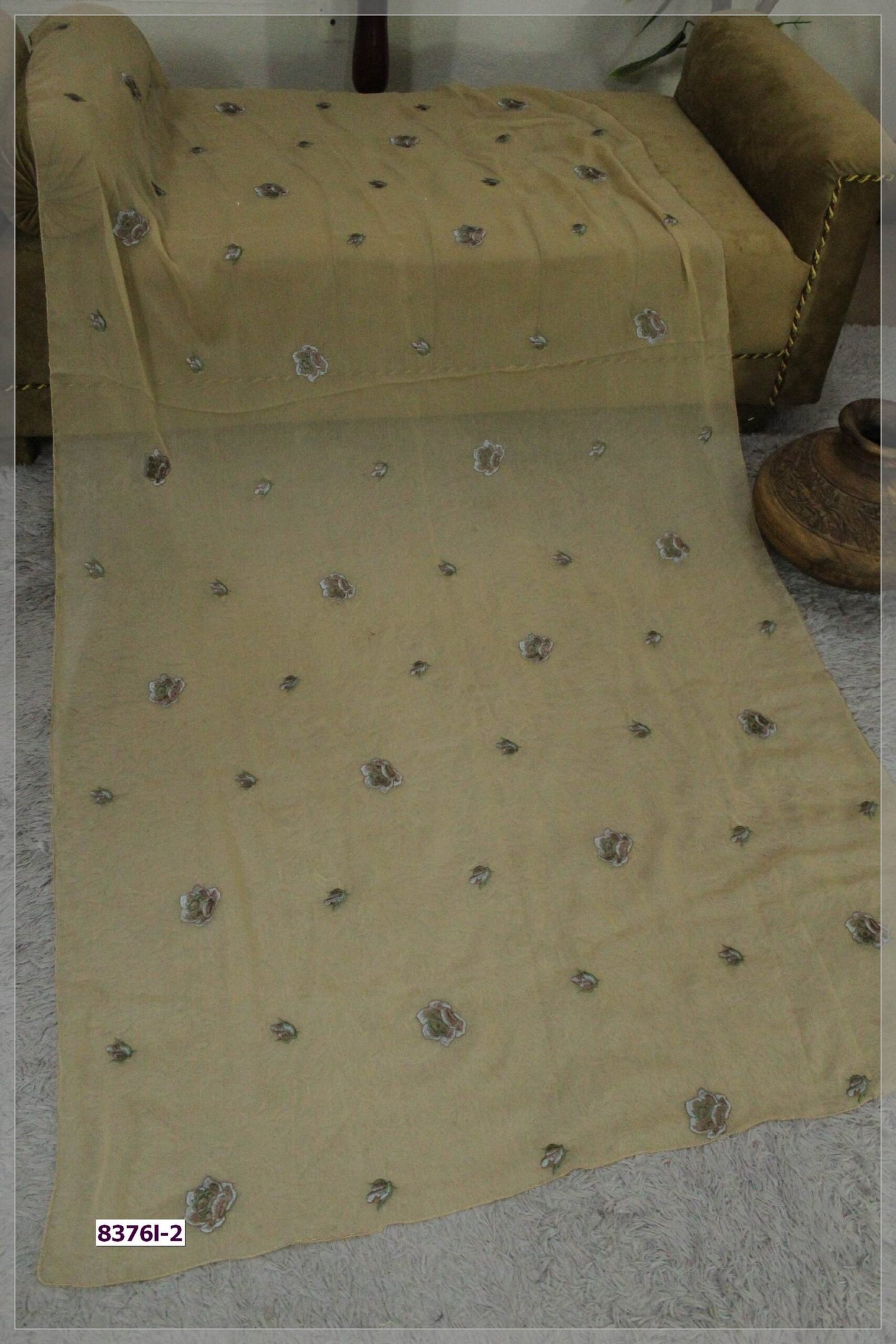 Pure Crinkle Chiffon Embroidered Dupatta