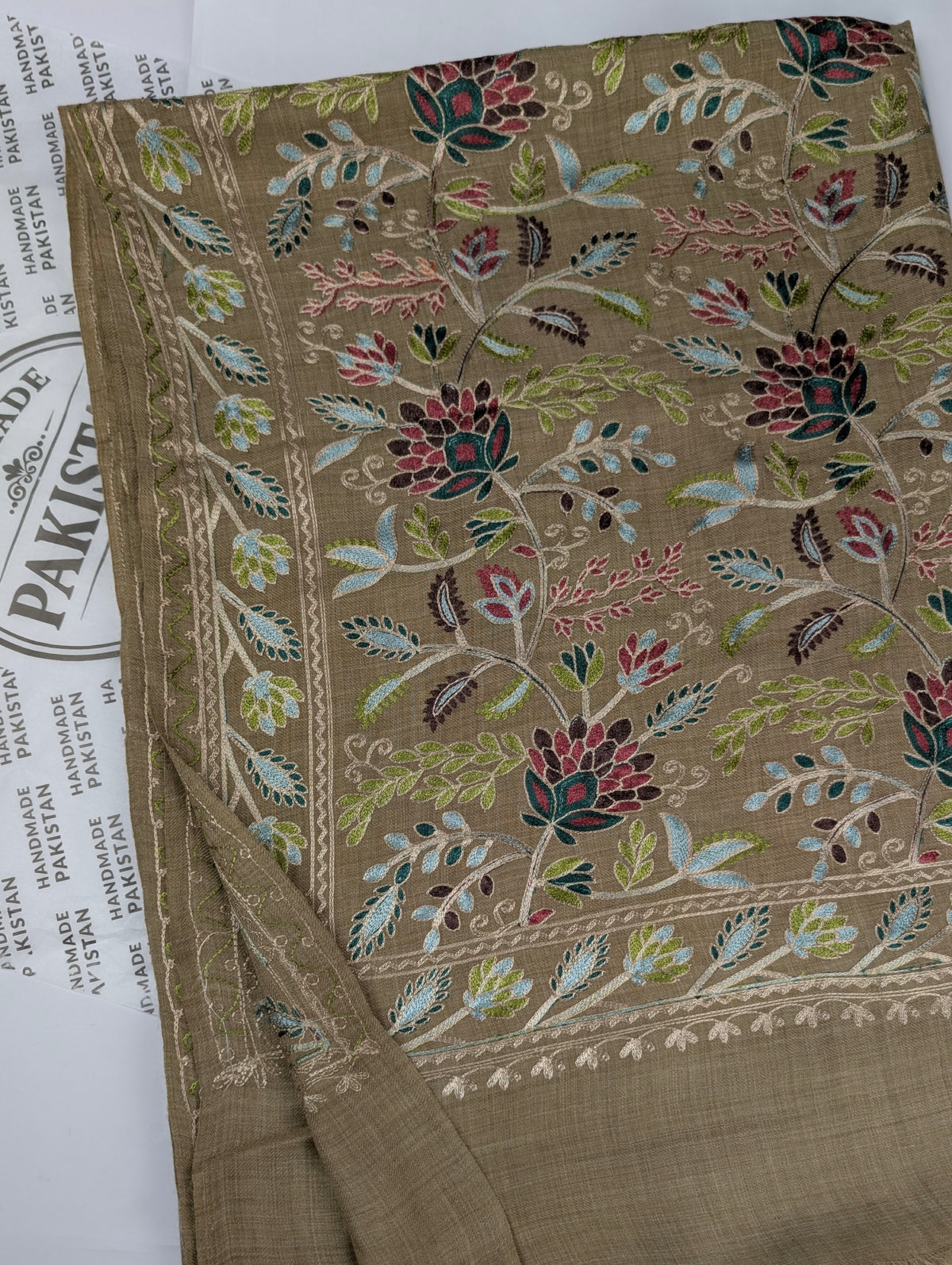 Kashmiri Jaal Shawl | Full Embroidered Shawl Resham Work Aar Embroidery | Skin