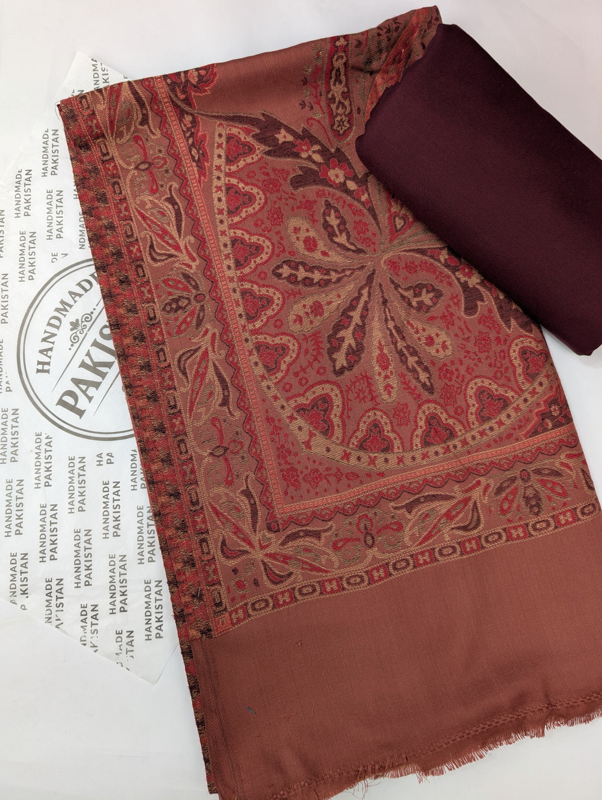 3 Piece Kani Shawl Suit | Plain Marina Suit With Kani Pashmina Shawl Perfect Gift