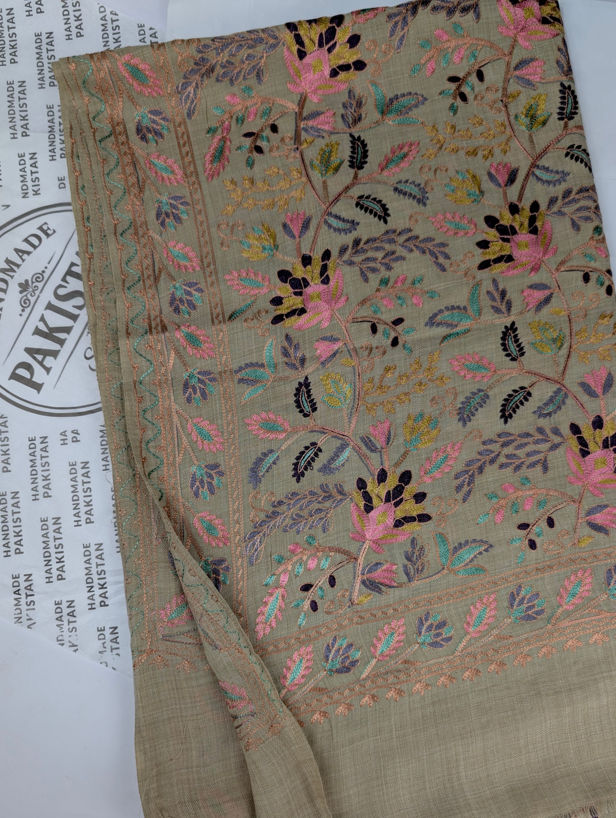 Kashmiri Jaal Shawl | Full Embroidered Shawl Resham Work Aar Embroidery | Skin