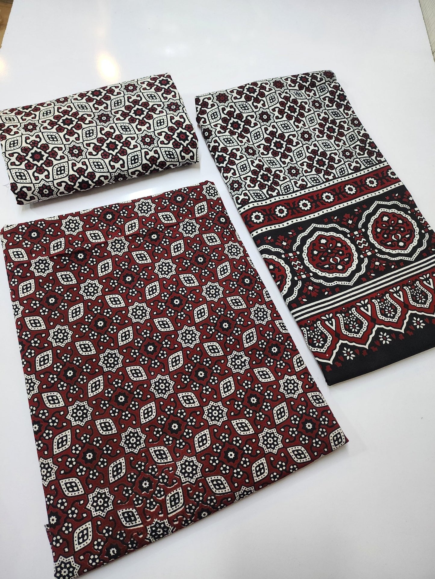 Ajrak Cotton 3 Piece Unstitched Suit 25% OFF