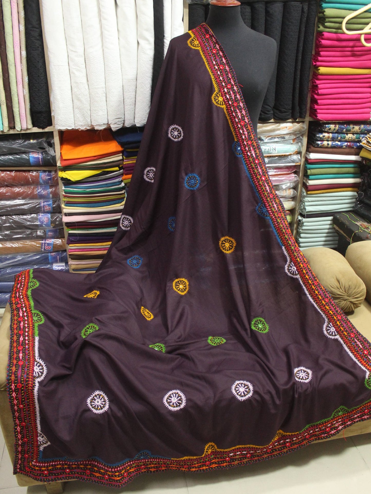 Swiss Lawn Handmade Balouchi Shawl 4 Side Border Perfect Gift