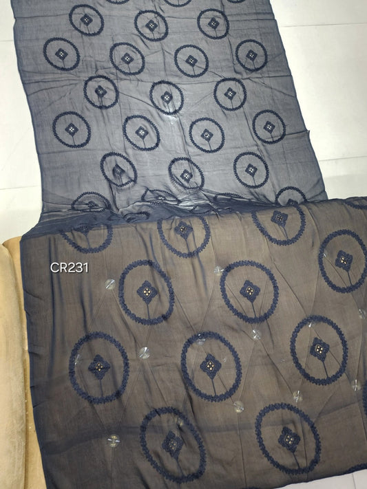 Black Crinkle Chiffon Tarkashi Embroidered Dupatta