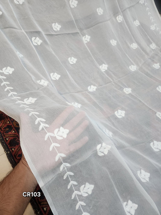Crinkle Chiffon Dyeable Embroidered Dupatta