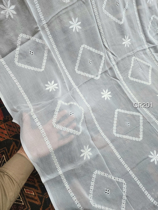 Crinkle Chiffon Tarkashi and Embroidered Dyeable Dupatta