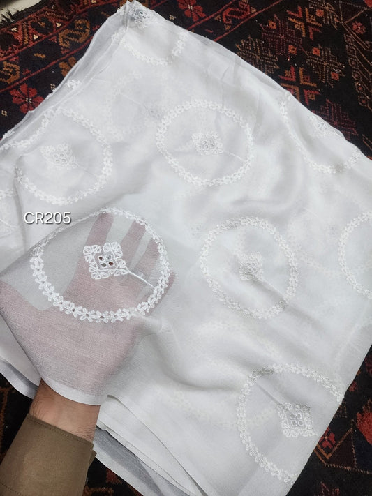 Crinkle Chiffon Tarkashi and Embroidered Dyeable Dupatta