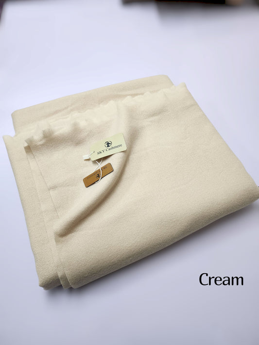 Sky Cashmere Plain Pashmina Shawl Perfect Soft Material for Winter 2.7 Yards | Cream