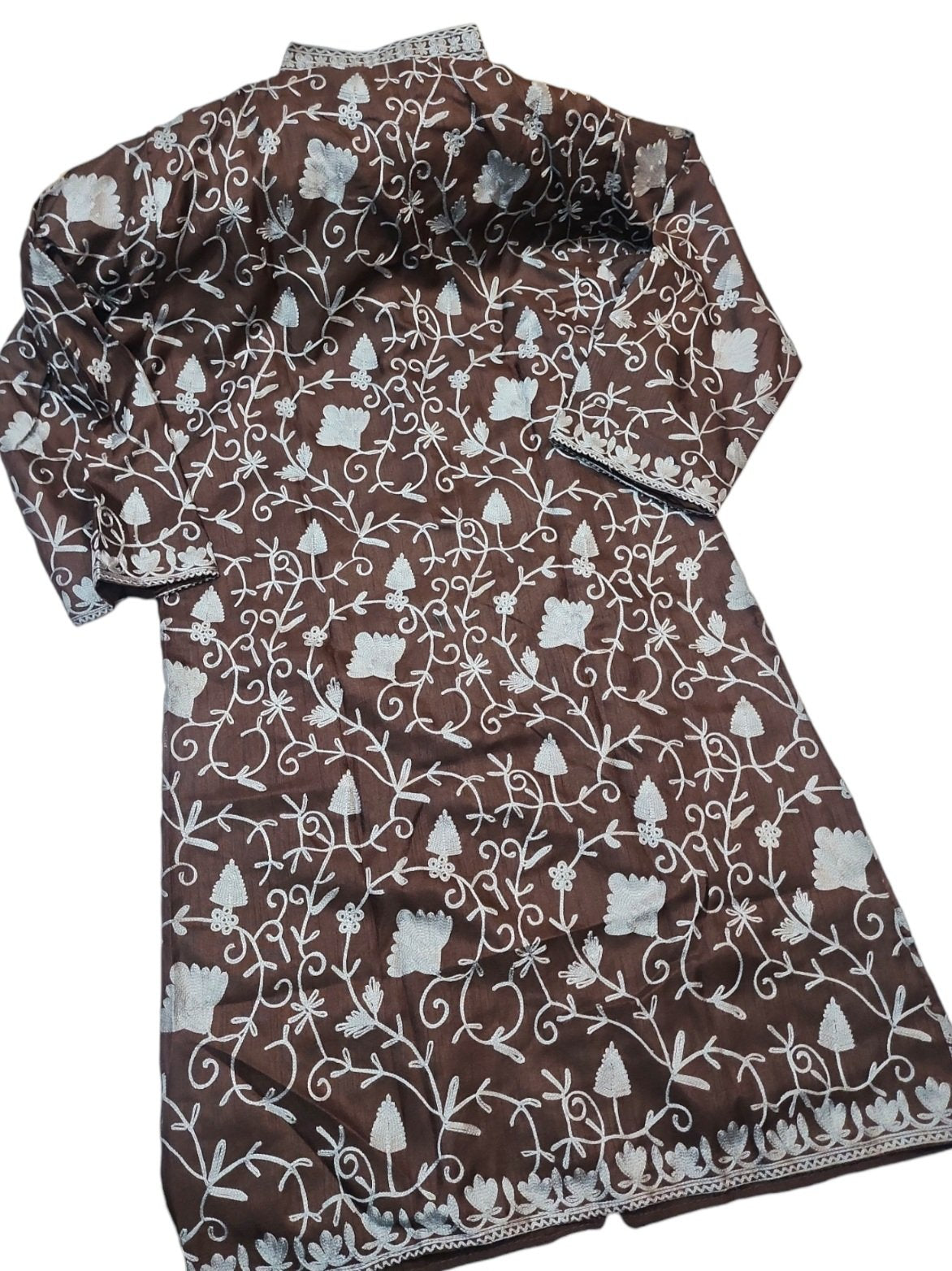 Coat | Kashmiri Embroidered Silk Coat Perfect Winter Wear Gift item Large