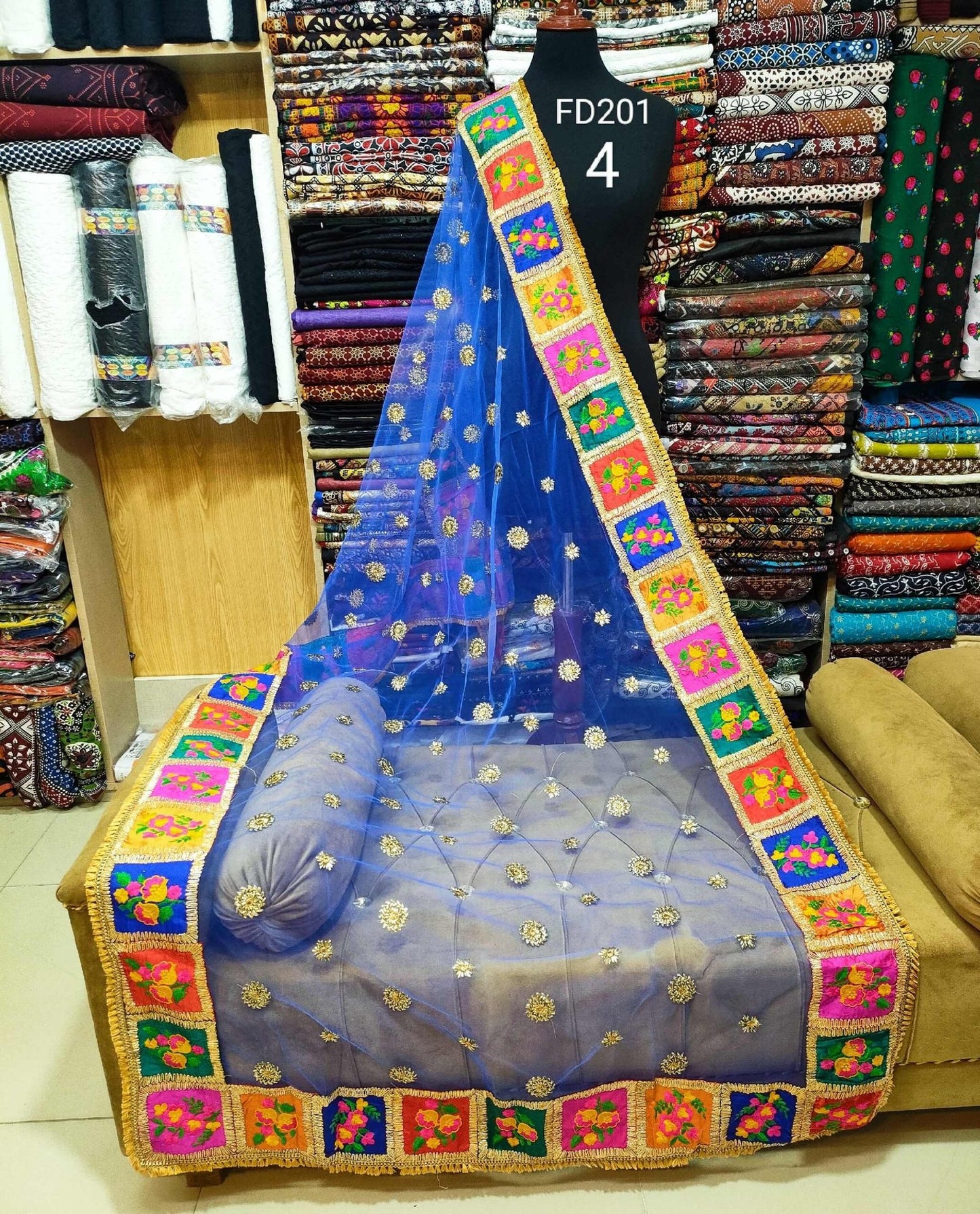 Fancy Net Dupatta Blue