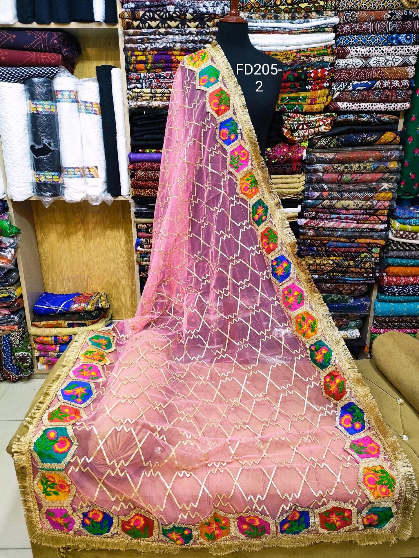 Fancy Net Dupatta Pink