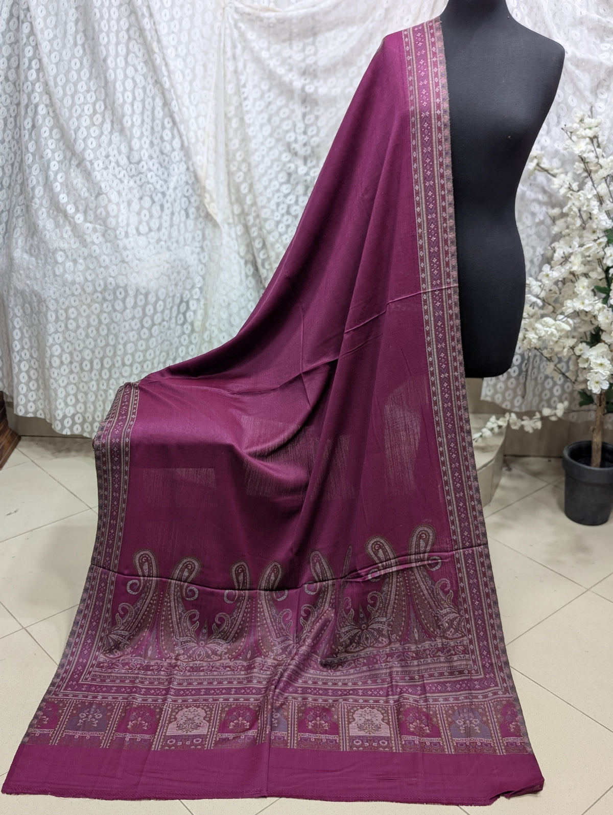 Pashmina Wool Multi Kani Shawl in Full Size | Multi Kani Work | Purple