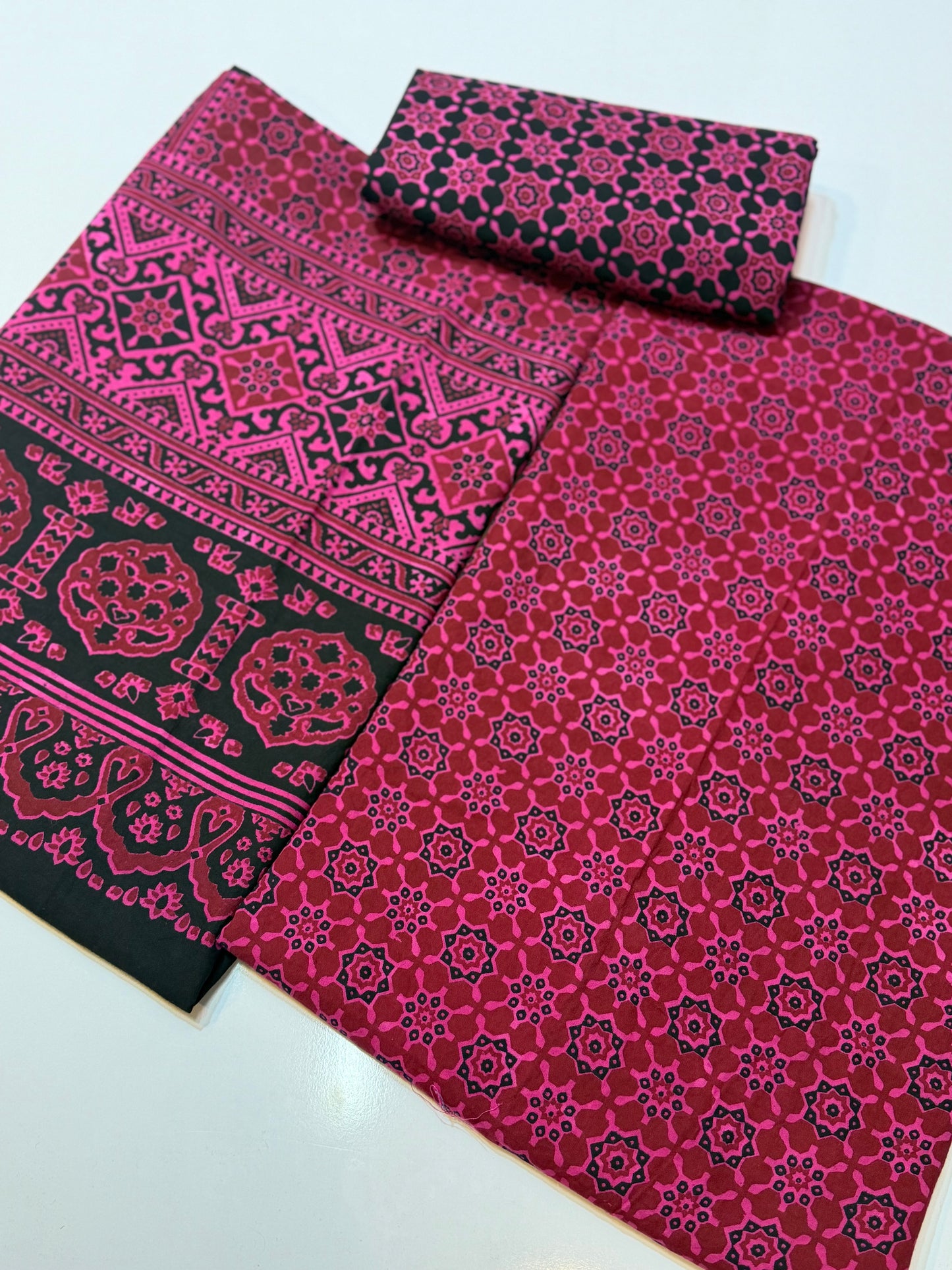 Ajrak Cotton Block Printed 3 Piece Unstitched Suit 25% OFF
