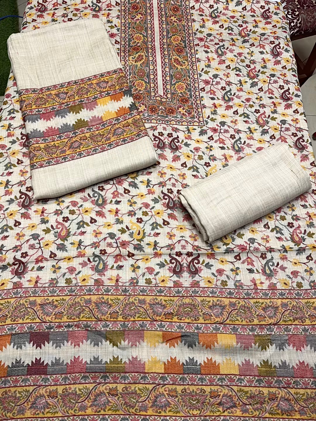 Special Kani Pashmina 3 Piece Unstitched Suit | Skin Color