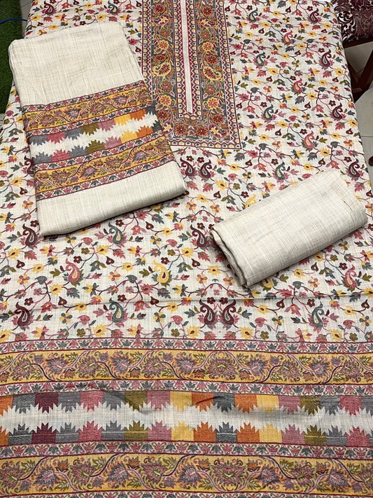 Special Kani Pashmina 3 Piece Unstitched Suit | Skin Color