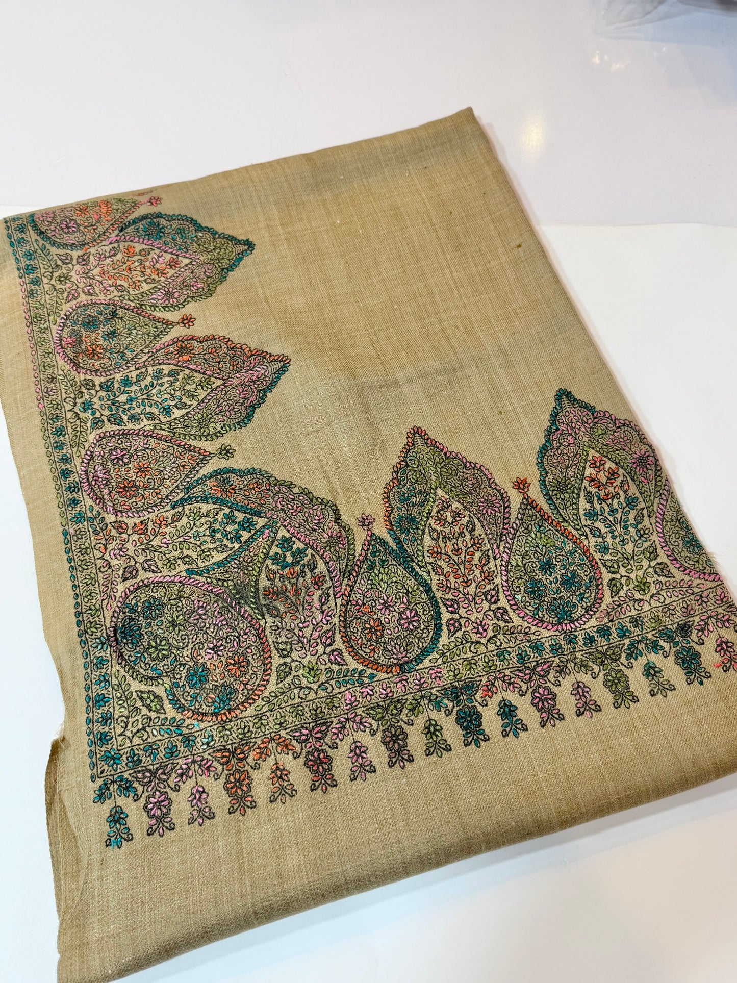 Pashmina Shawl Border Embroidery | Handmade Shawl Perfect Gift | Skin
