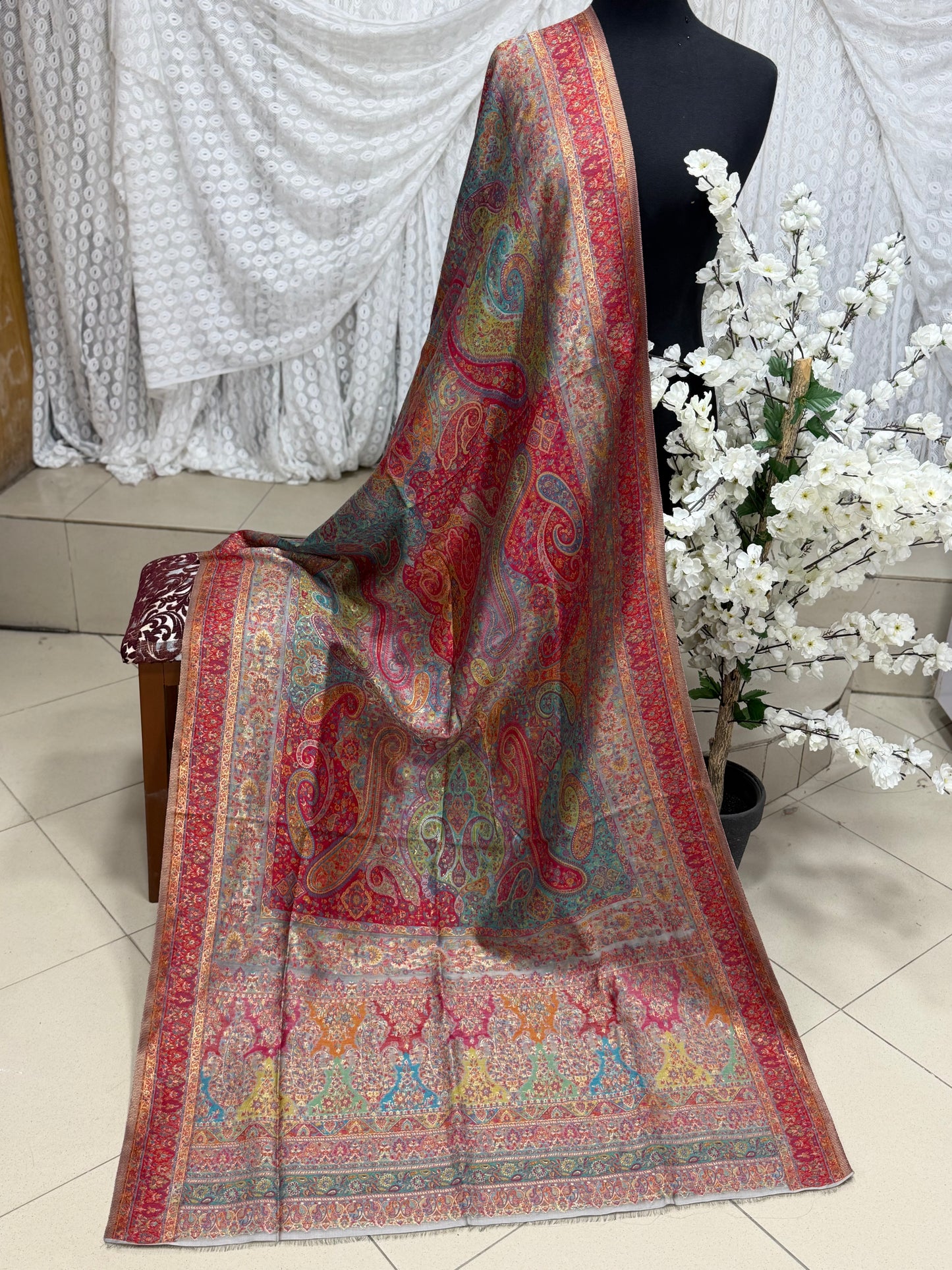 Luxury Kani Silk Shawl, Wedding Wrap Perfect Gift Made in Kashmir