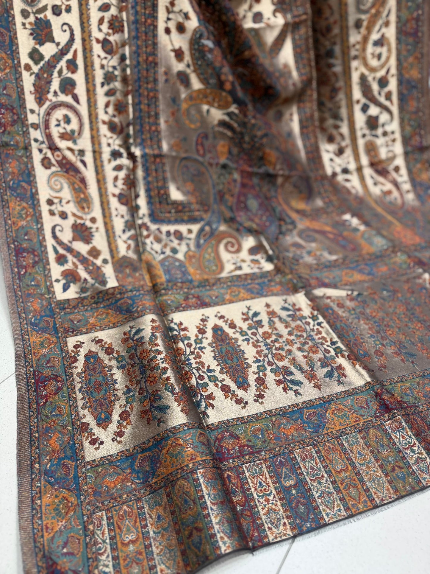 Moonlight Kani Silk Shawl, Wedding Wrap Perfect Gift Made in Kashmir