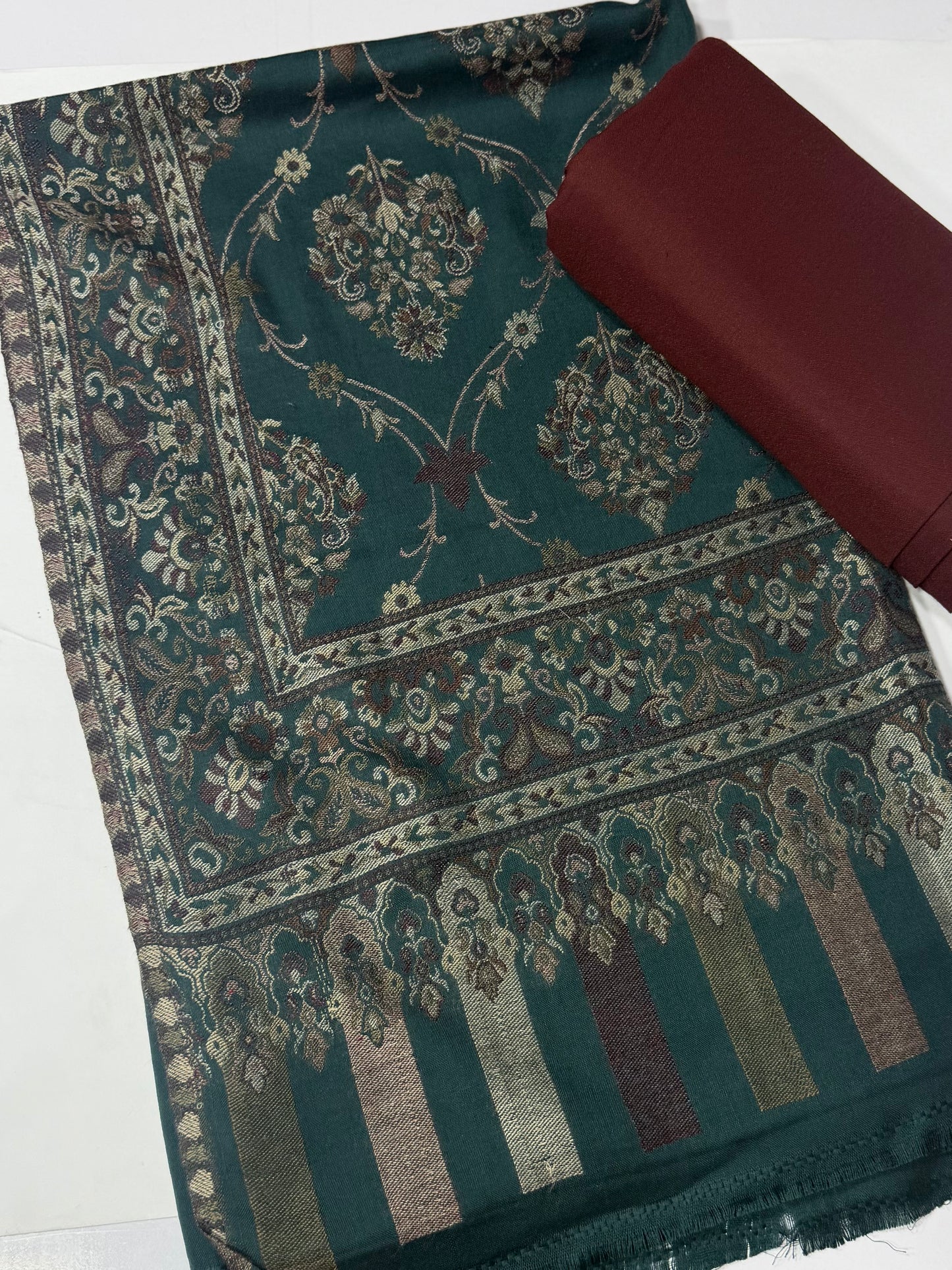 3 Piece Kani Shawl Suit | Plain Marina Suit With Kani Pashmina Shawl Perfect Gift | Zinc