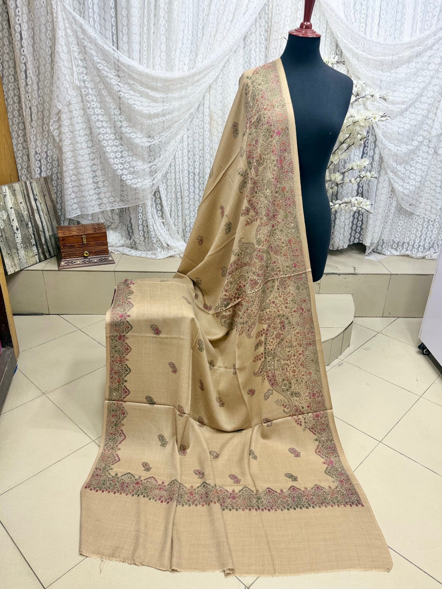 Pashmina Shawl Border Embroidery | Handmade Shawl Perfect Gift | Skin