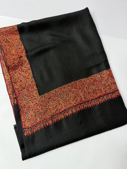 Kashmiri Shawl | Handmade Border Embroidery Made in Kashmir Pure Pashmina | Sea Green