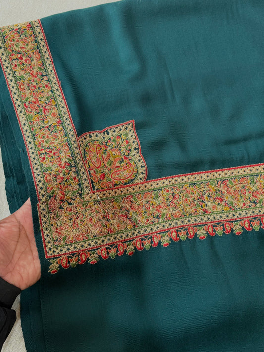 Kashmiri Shawl | Fancy Border Embroidery on Pashmina | Zinc